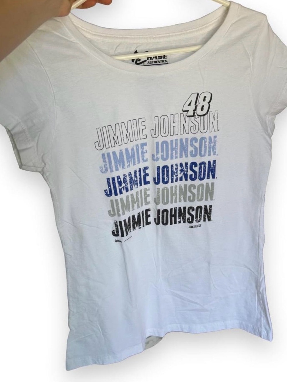 Chase Authentics White Jimmie Johnson Graphic Tee with Blue, Gray, Black Accents